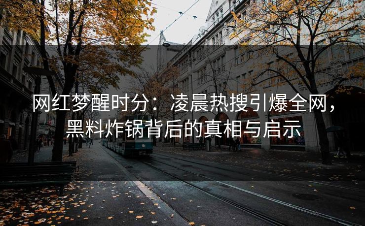 网红梦醒时分：凌晨热搜引爆全网，黑料炸锅背后的真相与启示