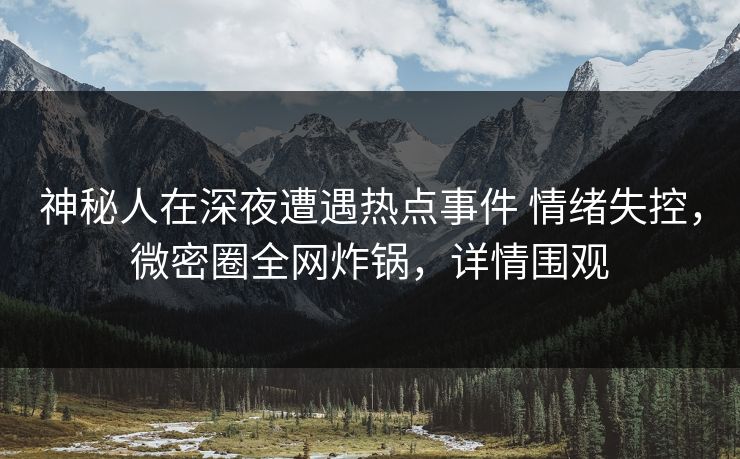 神秘人在深夜遭遇热点事件 情绪失控,微密圈全网炸锅,详情围观 神秘人在深夜遭遇热点事件 情绪失控,微密圈全网炸锅,详情围观