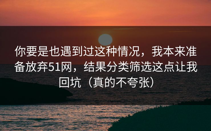 你要是也遇到过这种情况,我本来准备放弃51网,结果分类筛选这点让我回坑(真的不夸张) 你要是也遇到过这种情况,我本来准备放弃51网,结果分类筛选这点让我回坑(真的不夸张)