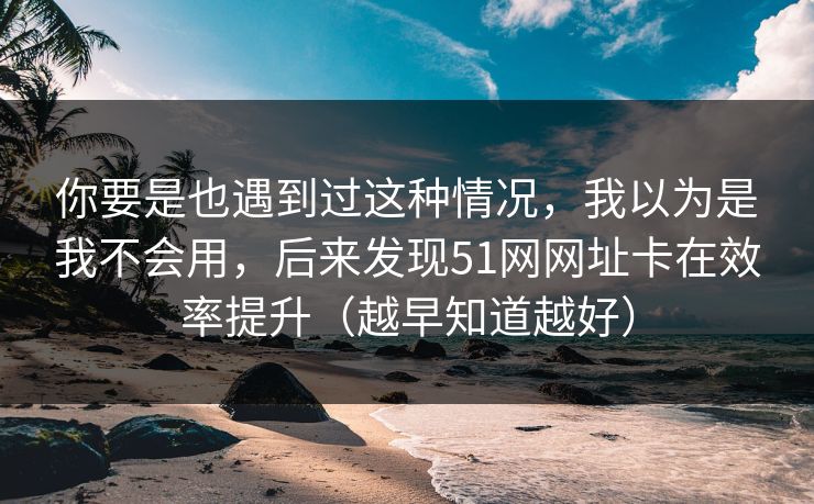 你要是也遇到过这种情况，我以为是我不会用，后来发现51网网址卡在效率提升（越早知道越好）